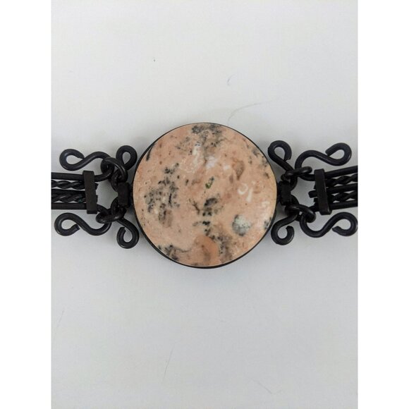 Filagree Bracelet with round Marble Style Stone Filagree J - Picture 1 of 10